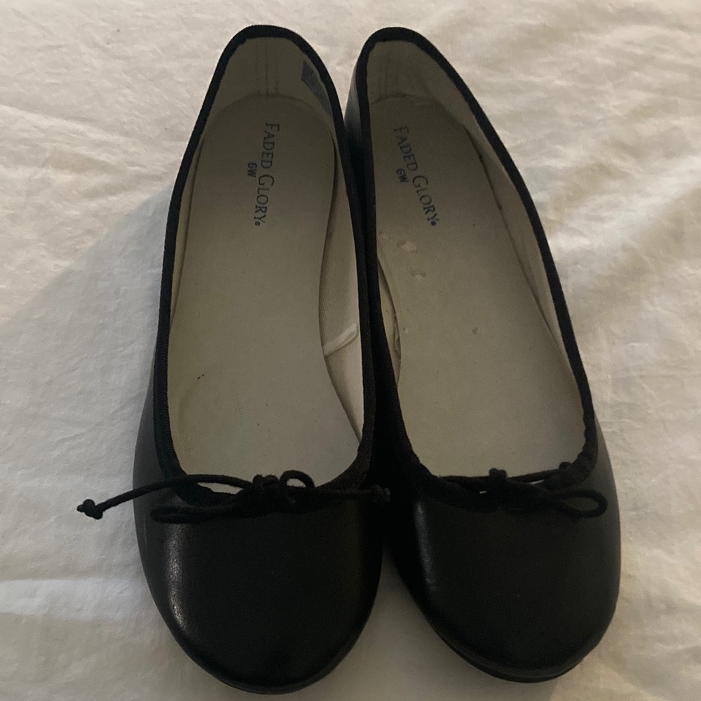 Faded Glory Women’s Black Ballet Flats 6W